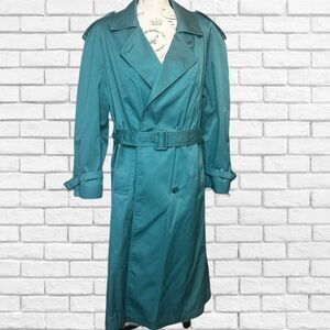 Teal Double-Breasted Trench Coat